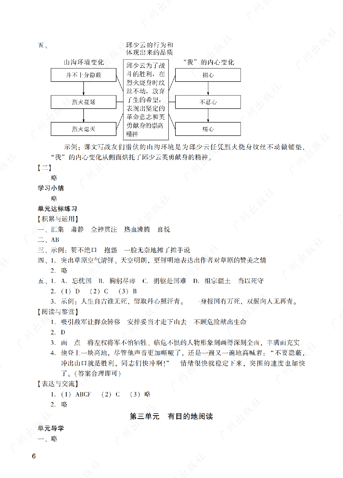 2024年阳光学业评价语文六年级上册答案第六页