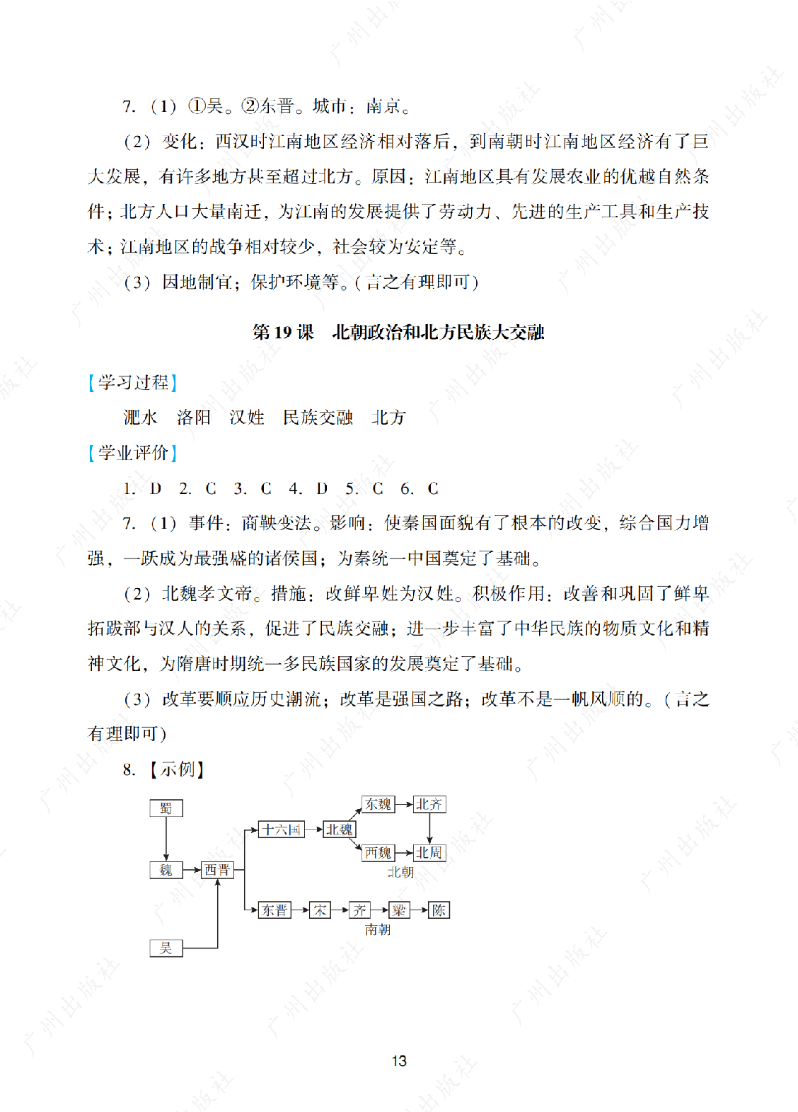 2024年阳光学业评价历史七年级上册答案第十三页