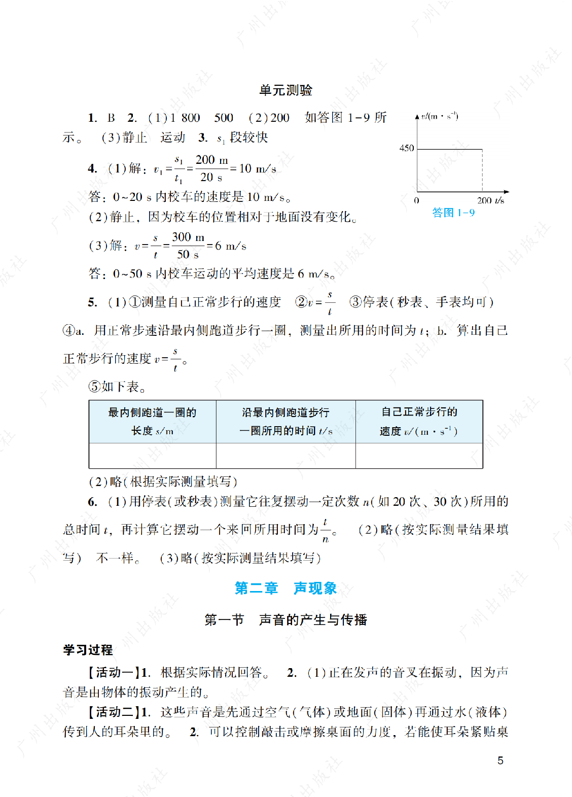 2024年阳光学业评价物理八年级上册答案第五页